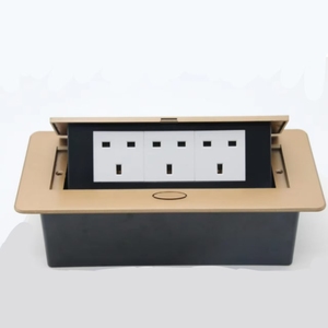 T266-4P Tabletop ổ cắm ba 13A nhôm Rose Gold mở phong cách với bàn chải chậm <span class=keywords><strong>pop</strong></span>-up cho bảng ổ cắm - Product Image 1