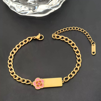 Nueva Pulsera Infantil de Oro de 18k con Diseño de Flores y Gotas de Aceite, Múltiples Patrones, Sin Decoloración