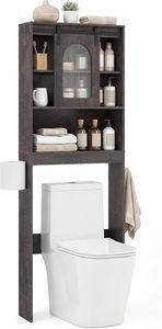 Meuble de rangement pour salle de bain au-dessus des toilettes avec porte coulissante, organisateur de salle de bain de style farmhouse de 32,3 po de large avec porte-papier toilette - Product Image 3