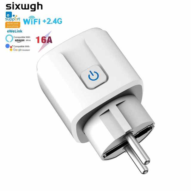 SIXWGH Ewelink Blue Tooth Smart Socket EU Plug 16A with Local Control WiFi+RF Needed Wireless Remote Control for Home Automation