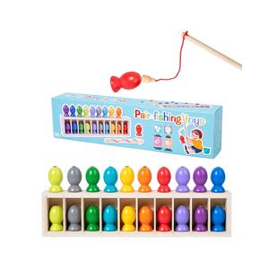 Montessori in legno divertente <span class=keywords><strong>gioco</strong></span> di <span class=keywords><strong>pesca</strong></span> esercizio memoria di colore cognizione di corrispondenza <span class=keywords><strong>gioco</strong></span> 2 in 1 prima educazione in legno coppia giocattolo da <span class=keywords><strong>pesca</strong></span> - Product Image 1