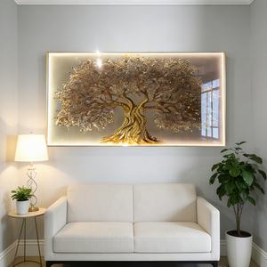 Venta al por Mayor de Arte Mural Personalizado, Nuevo Cuadro de Porcelana con Paisaje de Árboles Indios, Decoración de Pared 3D para Sala de Estar con Luces LED - Product Image 2