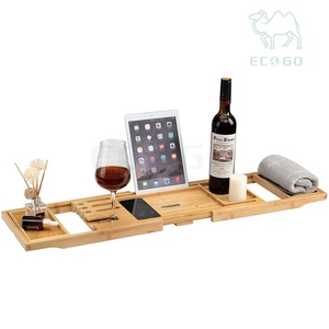 Plateau de baignoire en bambou extensible et durable Plateau de baignoire de luxe avec baignoire latérale extensible Plateau organisateur de bain de haute qualité - Product Image 3