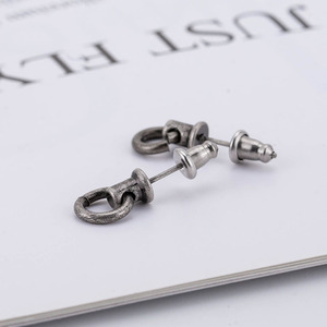 Retro Geometric <b>Stud</b> Earrings Tibetan <b>Silver</b> Irregular Round For Men Women Spring 2021 - Product Image 4