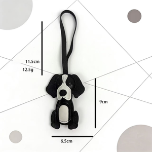 Llavero de Cuero Genuino con Forma de Perro <span class=keywords><strong>Beagle</strong></span>, Adorno para Bolso Cosido a Mano con Correa de Cuero, Regalo para Amantes de Mascotas - Product Image 6