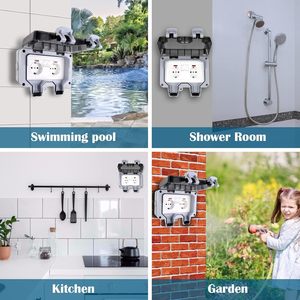 Tomada Exterior Dupla Tomada À Prova D' Água Tomada De Parede Tomadas Elétricas IP66 13Amp 2 Gang Switched <span class=keywords><strong>Socket</strong></span> Cover - Product Image 6