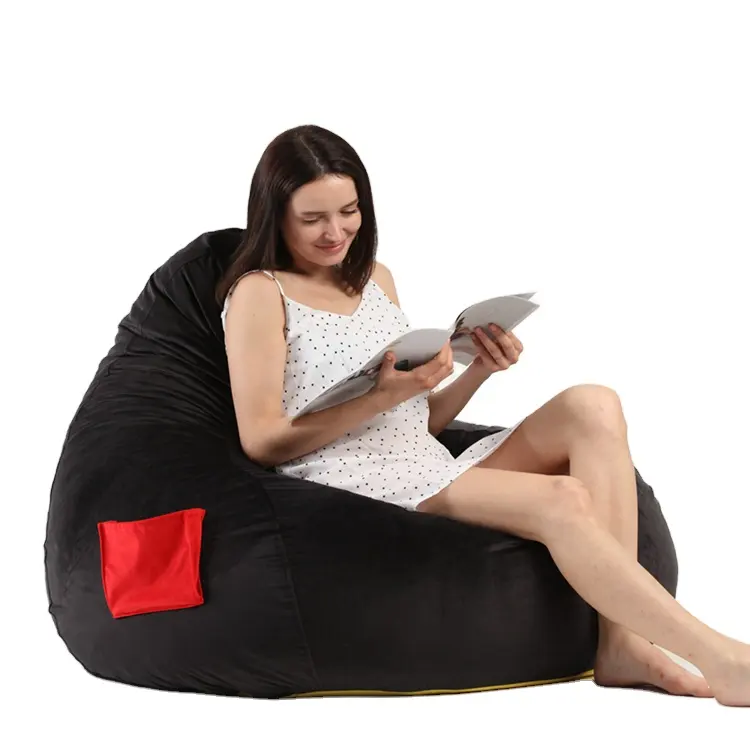 핫 세일 현대 눈물 블랙 안락 벨벳 게으른 beanbag 의자 새로운 콩 가방 의자 도매 사용자 정의 소파 콩 가방