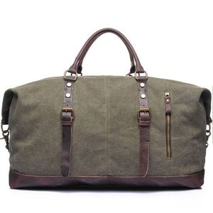 Échantillon gratuit Sac de voyage fourre-tout surdimensionné personnalisé en toile avec garniture en cuir véritable, sac à bandoulière pour week-end, sac de nuit, bagage à main - Product Image 1