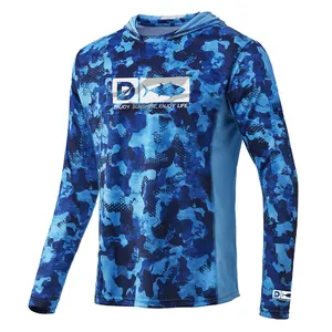 Lightweight Sublimation UPF 50+ Fishing Hoodie With Face Protection Fishing Clothing Pelagic Fishing Shirt