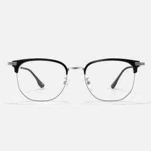 Monture de lunettes semi-cerclée polygonale Mirror One 8056 pour hommes, myopie, avec protection anti-lumière bleue et anti-UV, forme rectangulaire - Product Image 2