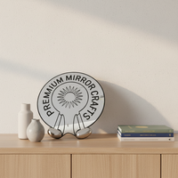 Miroir décoratif rond style Chrome Hearts avec lettrage gothique et emblème floral |   Miroir mural tendance