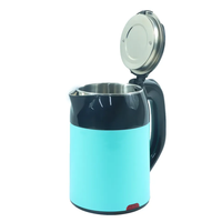 Bouilloire électrique pour faire bouillir de l'eau, bouilloire à thé et cafetière électrique, noir et bleu, double paroi, LED rouge, arrêt automatique, 360° °   Base OEM