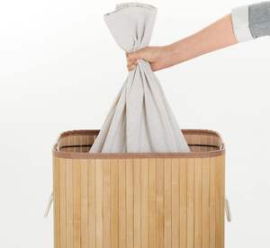 Grand panier à linge pliable en bambou, boîte de rangement pour vêtements et jouets, panier à linge - Product Image 4