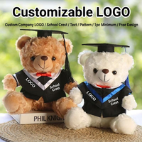 Ours en peluche super doux pour la remise des diplômes, ours en peluche avec toge académique, cadeau commémoratif, rembourrage en coton PP, logo personnalisé