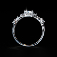 Cincin Tunangan Pernikahan Romantis untuk Wanita, Desain Unik Perak S925 Motif Bunga Rambat Bertabur Moissanite 1 Karat, Siap Kirim
