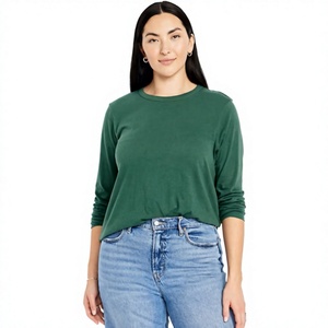 Camiseta de Manga Larga para Mujer, Cuello Redondo Clásico, Estilo Casual, Cómoda, Básica, Marca Privada, Venta al Por Mayor de Fábrica - Product Image 1