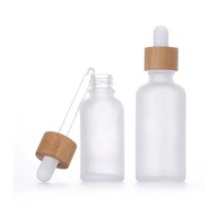 Botol Tetes Minyak Esensial Kaca Buram Transparan Kosong Ukuran 5ml 15ml 20ml 40ml 50ml 100ml Cincin Bambu Perawatan Kulit Serum