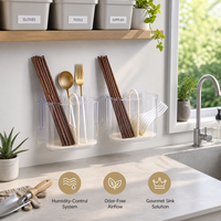 Boîte de rangement murale portable Keen pour baguettes, support de vaisselle de cuisine, boîte en plastique de qualité alimentaire avec drainage
