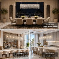 Lustre linéaire rectangulaire moderne sur mesure en cristal pour villas, salles à manger, hôtels et projets de salles de banquet