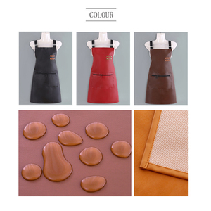 Tablier <span class=keywords><strong>de</strong></span> <span class=keywords><strong>cuisine</strong></span> léger en cuir PU réglable et anti-graisse avec grande poche Tablier <span class=keywords><strong>de</strong></span> chef <span class=keywords><strong>de</strong></span> nettoyage pour femmes en stock - Product Image 5