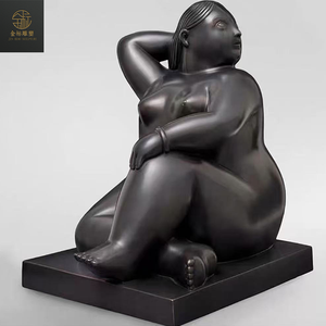 남자 인물에 아기 광택 단계를 들고 뚱뚱한 여자의 유명한 큰 청동 동상 - Product Image 1