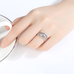 LUOTEEMI Trendy <span class=keywords><strong>Couple</strong></span> plaqué or blanc Rhodium Combinaison de la bague pour l'éternité de l'amour véritable Bague Turquie - Product Image 2