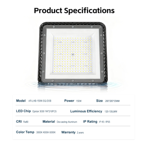 <span class=keywords><strong>Lampe</strong></span> industrielle carrée UFO High Bay IP65 150W Super Bright High Lumen Output pour l'éclairage <span class=keywords><strong>de</strong></span> la baie d'atelier d'entrepôt - Product Image 6
