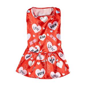 שמלת חיות מחמד אופנתית וחמודה לקיץ, בצורת כפה ולב, אדומה וחגיגית, משובצת, בנדנה לחיות מחמד לכלבים קטנים ובינוניים - Product Image 1
