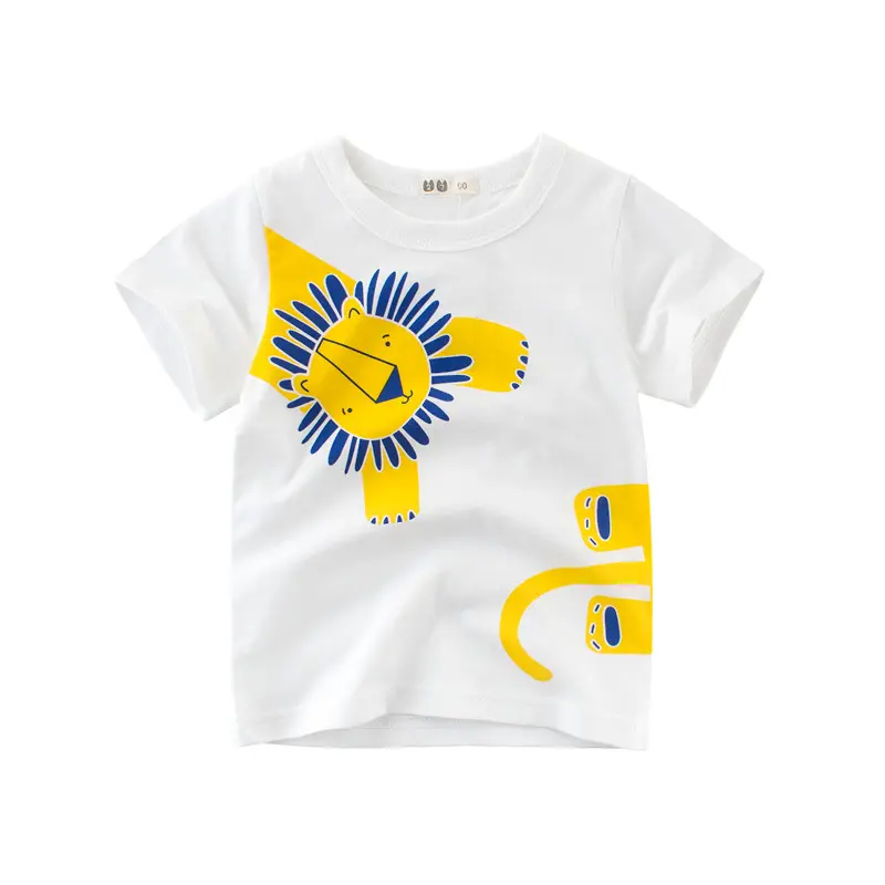 Vêtements pour enfants T-shirt d'été décontracté pour garçons manches courtes blanc imprimé Polyester/coton nouvelle collection