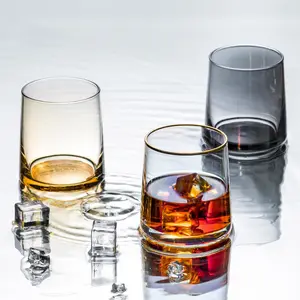 China Made Restaurant Hotel Wasserglas becher zum Trinken von Saft Transparente Glaswaren Bunte Whisky gläser