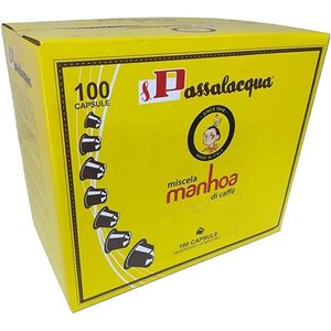 100 Cápsulas de Mezcla Passalacqua Manhoa Compatibles con Nespresso para Cafeteras de una Sola Taza, 0.17 g/Cápsula - Product Image 1