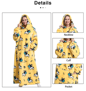 Custom Printing Factory Oversize <strong>Long</strong> Wearable Sherpa Flannel Fleece TV Cuddle <strong>Snuggle</strong> Blanket with Sleeves <strong>Hoodie</strong> Custom Pocket - Product Image 6