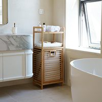 Panier à linge à 2 niveaux Paniers à linge Paniers d'organisation Salle de bain Étagère de rangement pour buanderie