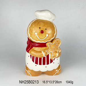 Jarrón de Galletas de Cerámica con Diseño de Muñeco de Nieve con Bufanda y Gorro, Decoración Navideña para Cocina, 17x14.5x23cm, 995g - Product Image 4