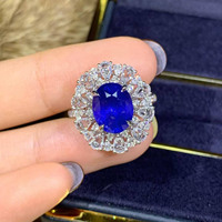 Bague de luxe en saphir bleu cornflower naturel de Madagascar de 4,24 carats, or 18 carats, 54 diamants, bijoux fins pour femmes GUILD