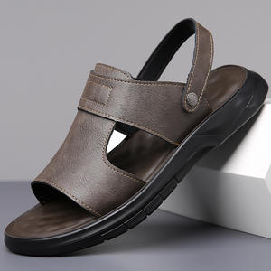 Sandales à semelles épaisses pour homme, chaussures de plage à semelle souple pour l'été, tongs en cuir souple pour homme, usage double, décontractées - Product Image 3