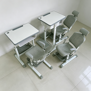 Muebles Escolares, Escritorio y Silla para Estudiantes, Reclinables y Ajustables, Juego de Escritorio y Silla Escolar con Reposapiés para Niños de Aula - Product Image 5