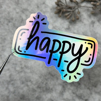 Autocollant holographique personnalisé, autocollant en vinyle imperméable pour ordinateurs portables, téléphones, bouteilles d'eau, agendas, bullet journals