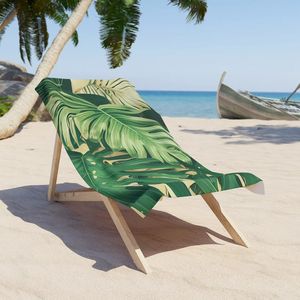 Toalla de playa extragrande de algodón 100% suave rectangular con estampado tropical de alta calidad personalizada - Product Image 4