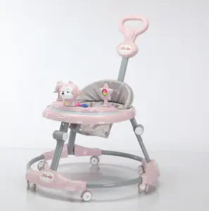 Benzersiz güvenlik tasarımı Push-And-Push bebek arabası anti-o-bacak keten yumuşak koltuk bebek yürüteci bebek için