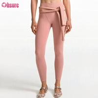 Leggings de yoga taille haute pour femme, effet push-up froncé, respirants, extensibles, longueur cheville, couleur unie, pour le sport