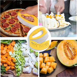 Pizza Cutter with Cover Stainless Steel Food Chopper Pizza <b>Slicing</b> Herb Cheese Knife Cutter Manual Pizza Cutting Kitchen Tool - Product Image 3