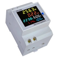 Monitor AC Din Rail 6IN1 110V 220V 380V 100A Pengukur Tegangan Arus Faktor Daya KWH Energi Listrik Frekuensi Aktif