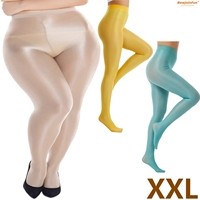 Collants brillants et colorés 70D, anti-bactériens, taille haute, élastiques, grande taille XXL pour femme