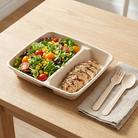 Boîte à lunch jetable en bagasse biodégradable et compostable, écologique, étanche, résistante à la graisse, avec couvercle micro-ondable pour aliments
