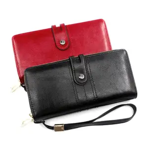 Factory Manufacturer Hot Sale English Style High Quality Lady Long Purse Durable Wallets Genuine Leather Wallet For Women