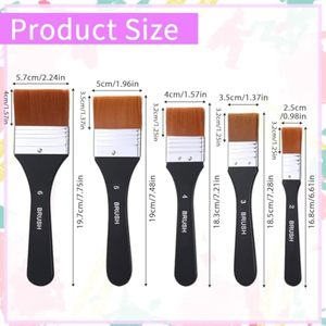 5Pcs Large Plat Acrylique Pinceaux <span class=keywords><strong>Vernis</strong></span> Brosse <span class=keywords><strong>pour</strong></span> Peinture Acrylique - Product Image 2
