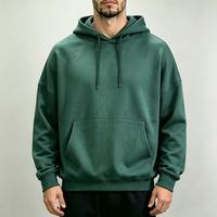 Sweat à capuche vert personnalisé, écologique, uni, 300 g/m², avec poche kangourou, anti-rétrécissement, respirant, coupe ample