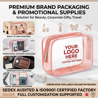 Pochette d'emballage cosmétique personnalisée en PVC transparent avec fermeture éclair pour marque de beauté, sac promotionnel GWP, étui imprimé en gros, coffret cadeau, marque privée