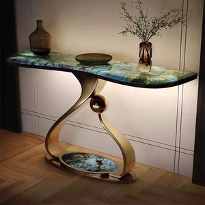 Light Luxury Modern Entrance <strong>Console</strong> <strong>Table</strong> with Durable Stone Construction and <strong>Storage</strong> for Living Room - Product Image 3